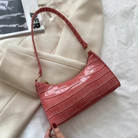 Fashion PU Leather Bags for Women Alligator Pattern Armpit Handbag Female Small Underarm Messenger Bag Purse