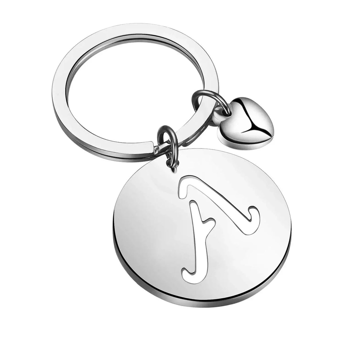 Popular A-Z  Round Brand Stainless Steel Keychain 26 Letter Keyring  Pendant Key Ring Buckle Chains for Car Motorcyle Gift