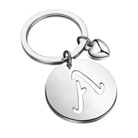 Popular A-Z  Round Brand Stainless Steel Keychain 26 Letter Keyring  Pendant Key Ring Buckle Chains for Car Motorcyle Gift