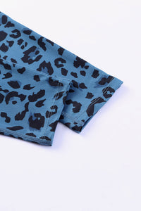 Blue Classic Leopard Print Active Leggings