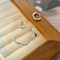 4Pcs/set Stainless Steel Aesthetic Zircon Crystal Hoop Earrings for Women Egirl New Y2K Cool Daily Wear Jewelry Accessories