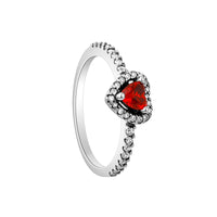 Valentine's Day Gift Red Heart 925 Sterling Silver Elegance Ring For Women Jewelry Rings For Wedding Party