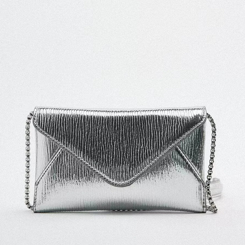 Women's Bag, Fashionable Single Shoulder Small Square Bag, Mini Chain Envelope, Crossbod Bag Women Silver Handbags