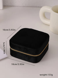 Velvet Jewelry Box For Women Geometric Sqaure Jewelry Storage Case Necklace Ring Earrings Travel Portable Zipper Boxes