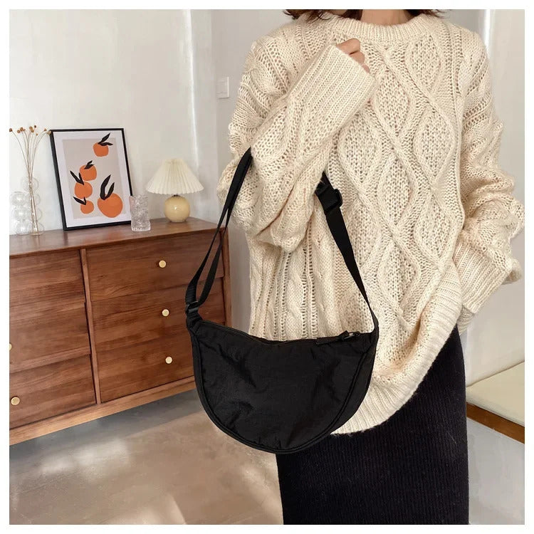 Casual Nylon Hobos Crossbody Bag for Women Shoulder Bag Woman Half Moon Chest Bags Tote Lady Travel Shopper Bag Female Purses