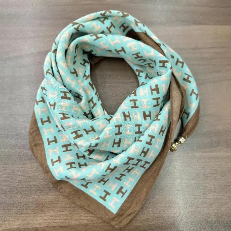 2025 new magnetic buckle silk scarf for women's small square scarf for autumn and winter warmth and cold resistance, fashionabl