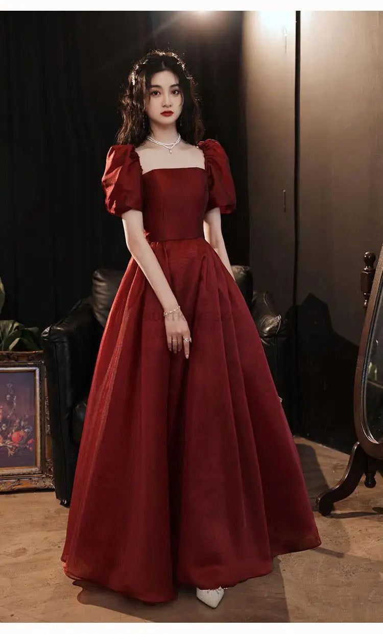 Evening Prom Dresses for Women Square Collar Puff Sleeve Organza Casual Summer Dress 2023 Elegant Formal Birthday Party vestidos