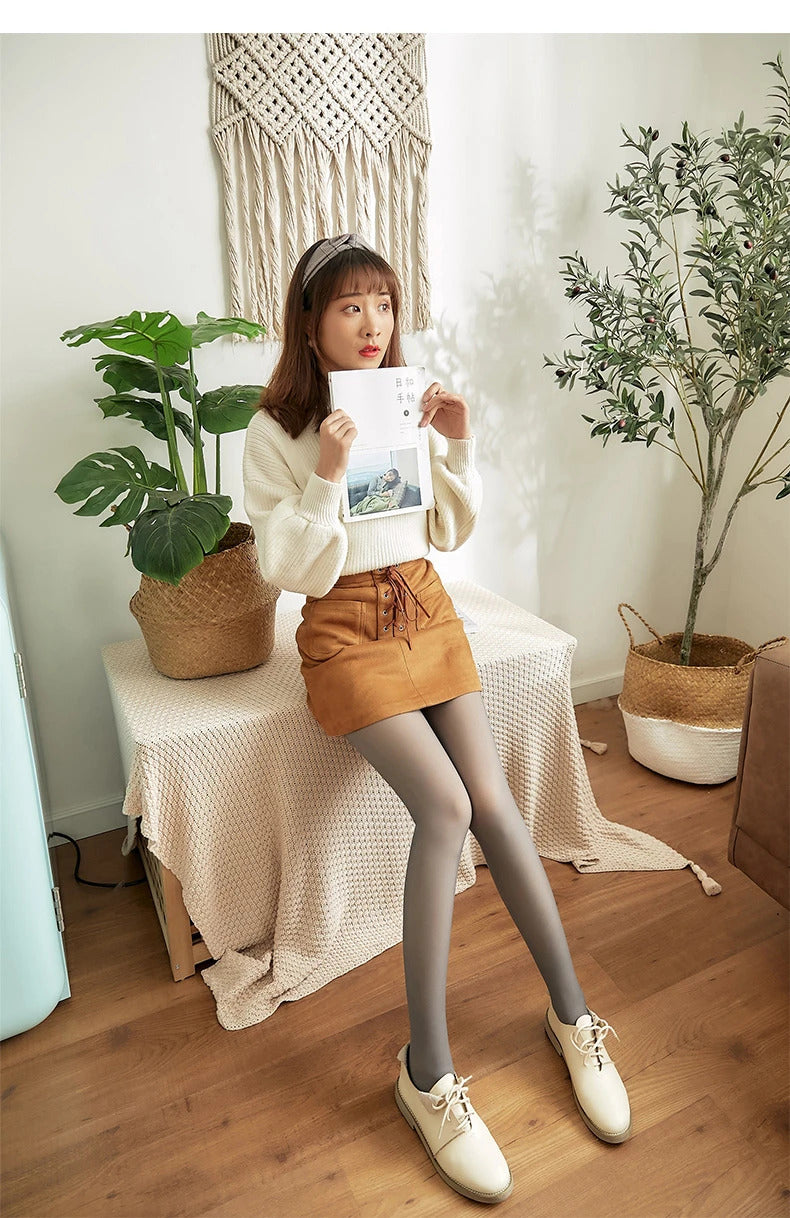 Thermal Stockings Woman Fleece Tights Sexy Winter Warm Pantyhose Translucent Slim Thicken Tights Elastic Velvet Pantyhose Female