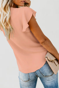 Apricot Forever Tonight Button Tie Top