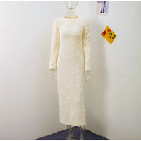 Elegant Solid Sequined Dress Women Detachable Sleeve Cover Glitter Party Dresses Female 2024 Fashion Shining Evening Robe Lady