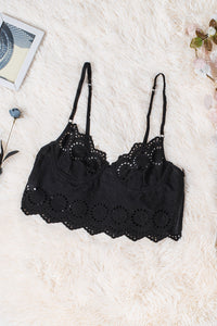 White Adjustable Hollow Out Lace Bralette