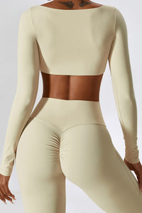 Apricot Square Neck Cropped Active Top & Pants Set