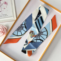 2022 Luxury Silk Scarf Slim Hair Accessories Fashion Bag Handle Ribbon Ladies Horse Print Headband Belt Ladies Fall New 60SKU