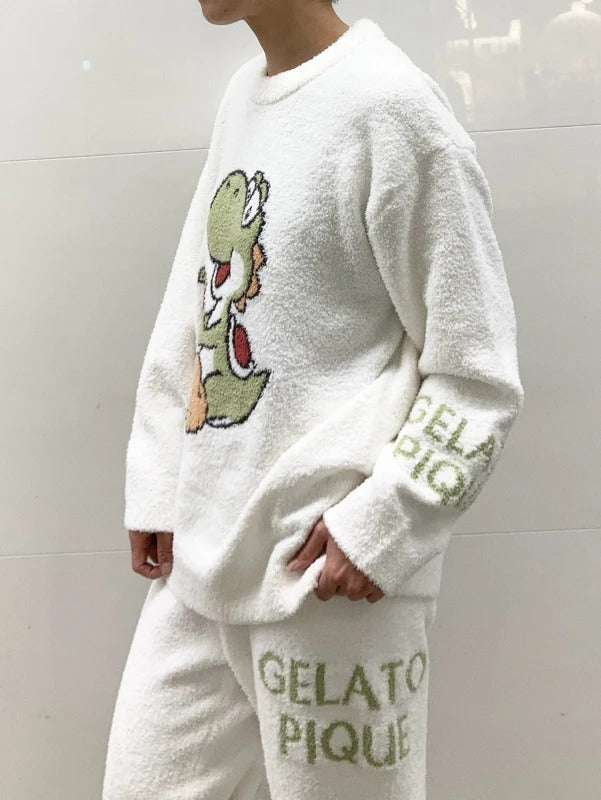 Japanese Style Winter Thick Cartoon Pajamas Home Wear Knitted Sweater like Room Wear Pijama