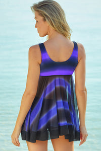 Sky Blue Tie Dye Ombre Swimdress Tankini Set