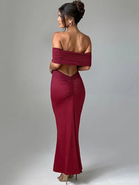 Mozision Strapless Backless Sexy Maxi Dress For Women Black Solid Off-shoulder Sleeveless Bodycon Club Party Long Dress Elegant