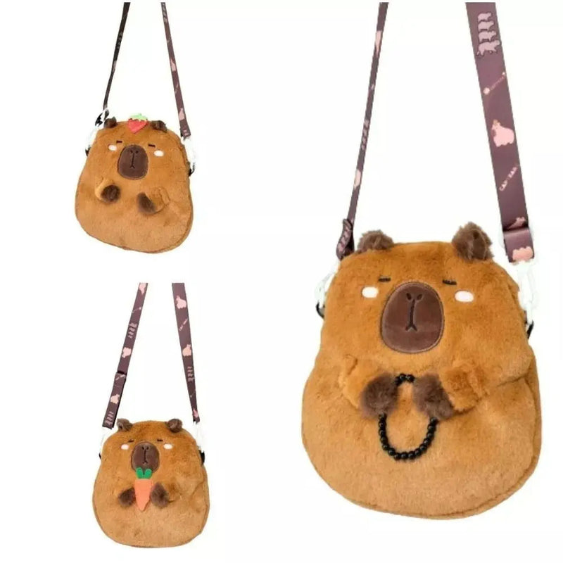 Large Capacity Capybara Plush Shoulder Bag Cartoon Capybara Handbag Unisex Capybara Handbag