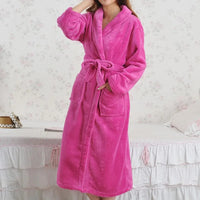 Coral Fleece Long Robe Kimono Gown Winter Warm Flannel Nightdress Bathrobe Casual Sleepwear Intimate Lingerie Thicken Homewear