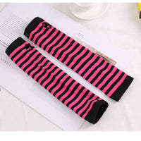 Winter Fashion Striped Arm Warmers Knitted Female Wrist Hand Warmer Pure Color Long Fingerless Gloves Mitten Women Sleeves