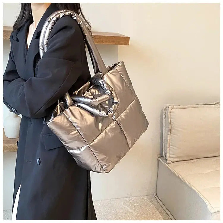 Handbag Female Large-capacity Bag Female New Tide Fashion Shoulder Bag Fall And Winter Cotton Bag Hundred Tote Bag