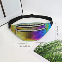 Holographic Fanny Pack Hologram Waist Bag Laser Beach Travel Banana Hip Bum Zip Waist Bags Women Belt Bag For Girls