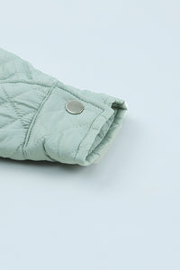 Gray Quilted Pocketed Zip-up Cropped Jacket