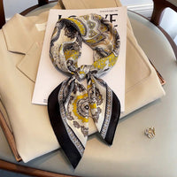 2023 Luxury Horse Print Female Silk Neck Scarf Square Hair Scarves Foulard Head Band Shawls Wraps Neckerchief Bandana Women