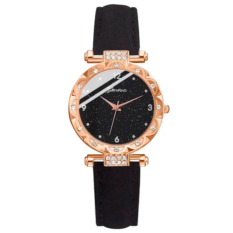 Womens Watches 5Pcs Set Luxury Rhinestone Women Fashion Elegant Wristwatch Quartz Watch For Girl WristWatch Bracelet Gift