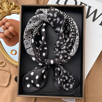 Luxury Polka Dot Silk Square Scarf Women Hijab Hair Bands Neckerchief Female Satin Shawl Ribbon Headband Fashion Wraps Bandana