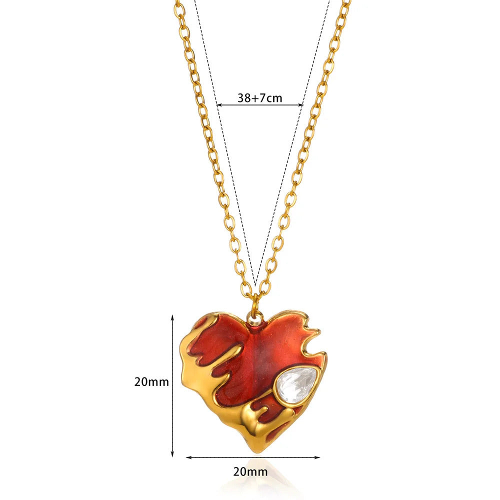 Stainless Steel Love Heart Necklace For Women 2023 New Trendy Lip Chain Simple Pendant Necklace Jewelry Gift Wholesalers