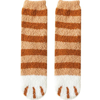 Autumn Winter Coral Velvet Socks Cute Cat Claw Socks For Women Children Girls Middle Tube Thickened Sleep Socks Home Floor Socks