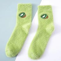 2 Pairs Cute Cow Spots Print Socks, Thickened & Warm Coral Fleece Socks, Women's Stockings & Hosiery