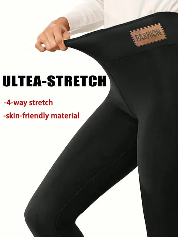 Super Warm Winter Leatherlabel Leggings Of Women Skinny Stretch High Waist Prevent Cold Leggings Casual Classic Pants