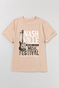 Khaki NASHVILLE MUSIC FESTIVAL Guitar Graphic T Shirt