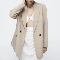 PB&ZASpring/Summer 2023 New Commuting Loose Leisure Fashion Suit Lapel Loose Double Breasted Blazer