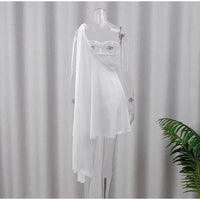 Sexy One Shoulder Lace Up Mini Dress Women Summer White Sleeveless Hollow Out Bra Dresses 2024 Pleated Shawl Beach Vestido Robes