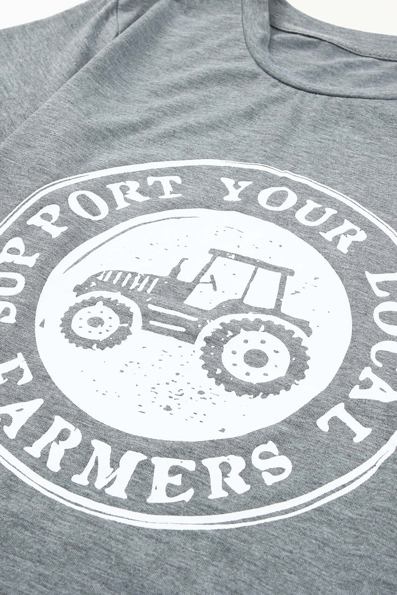 Gray SUPPORT YOUR LOCAL FARMERS Graphic Tee