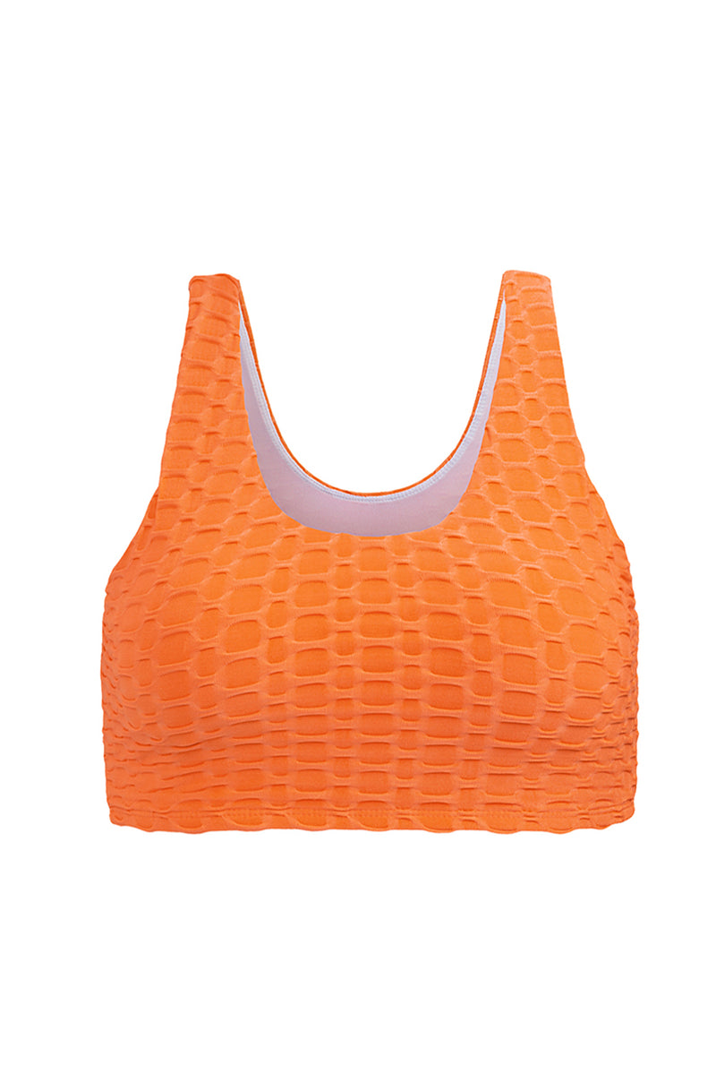 Orange Honey Comb Textured Swim Top