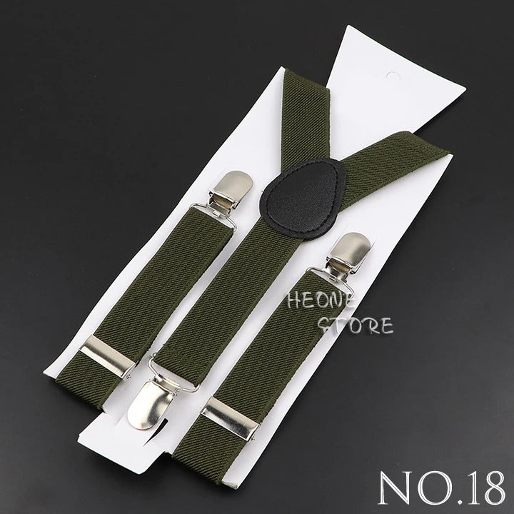 New Candy Color Adjustable Suspenders Elastic Leather Y-Back Braces Straps For Men Women Kids Pants Shirt Girl Skirt Accessories