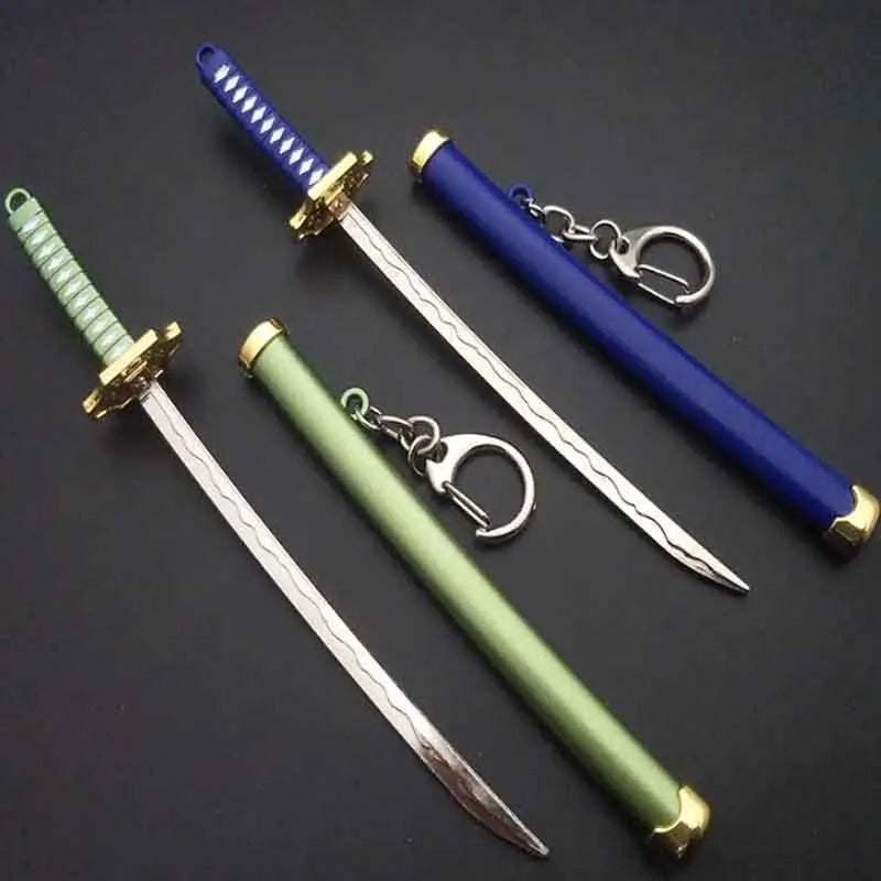 Mini Roronoa Zoro Samurai Sword Keychain Anime Scabbard Key Ring Katana Buckle Key Chain for Men Women Cosplay Toy Jewelry Gift