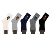 Designer socks Cartoon Gentleman Bear Men's Socks Cotton Harajuku Style Sport Boys Skateboard Novelty Breathable  Christmas Gift