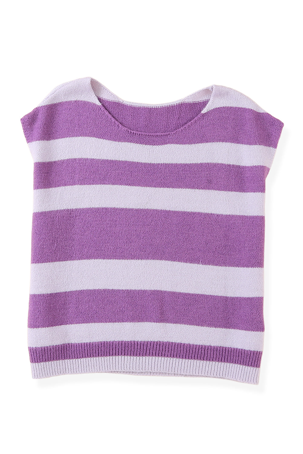 Purple Striped Knit Boxy Fit Sweater Vest