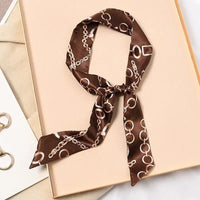 Skinny Silk Scarf Hair Strip Silk Ribbon Small Neck Scarves Bag Handle Ribbon Scarf Kerchief Ladies Ribbon Hair Band Small Scarf