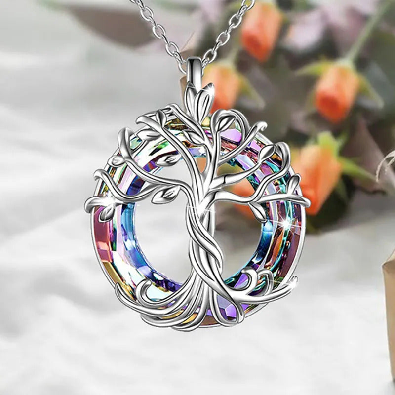 Exquisite Tree Of Life Necklaces Celtic Family Tree Necklace With Circle Crystal Jewelry Gifts For Women Girls Mom Birthday