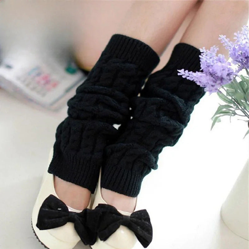 New Japanese Lolita Sweet Girl Leg Warmer Knit Socks Wool Ball Knitted Foot Cover Cosplay Women Autumn Winter Heap Heap Socks