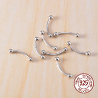 1PC 925 Sterling Silver Curved Barbell Tongue Rings Women 16G Lip Ring Eyebrow Nipple Rook Piercing Jewelry Cartilage Earrings