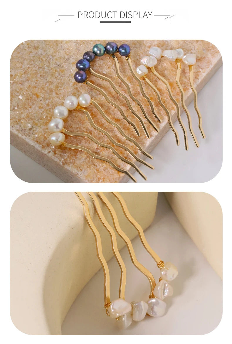 Natural Pearl Retro Hair Accessories Women Luxury Jewelry Hair Clips 2024 Flamenco Combs For Hair Girls Hair Pin Gift Gh0110