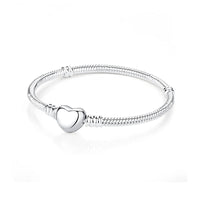 Original 925 Sterling Silver Bracelets Bangles Crystal Ball Love Heart Clasp Beads Charms Moments Bracelet For Women DIY Jewelry