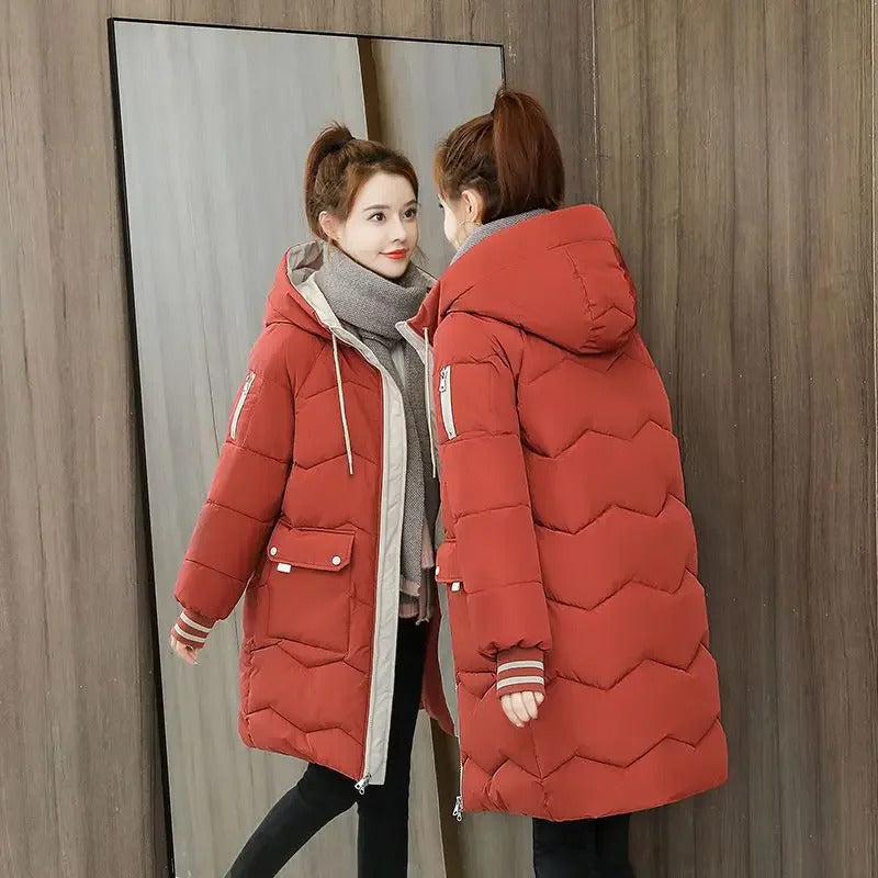 Winter Corduroy Cotton Clothes Women Medium Length Loose Student Cotton Gloves Outdoor Coat Urban Style Adult