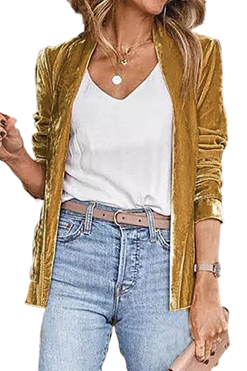 Open Front Velvet Blazer